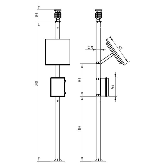 氣象實(shí)時(shí)監(jiān)測(cè)站產(chǎn)品尺寸圖